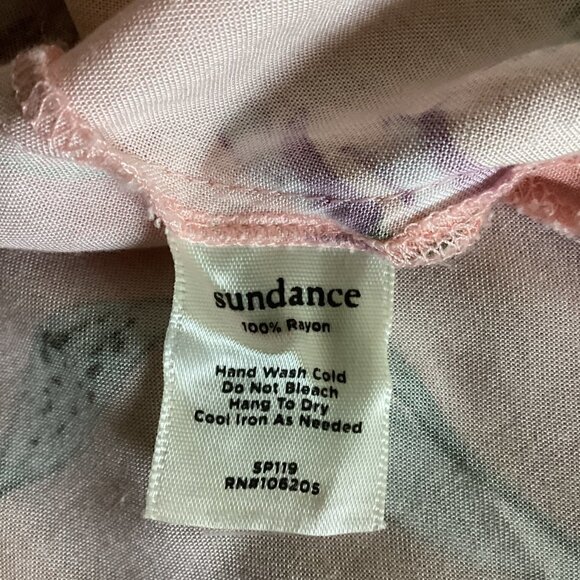Sundance Floral Half-Button-Front Pinch Pleat Bodice Tunic Top Sz M Pink 108K - Picture 7 of 7